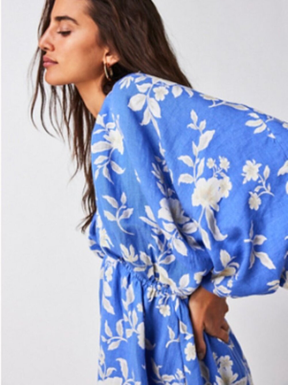 Free People Portia Printed Mini Dress - Sky Combo Small